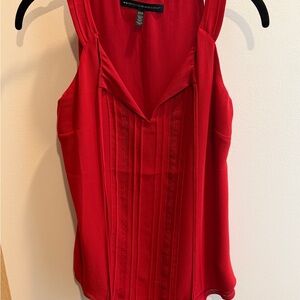 White House Black Market Red Pleated V-Neck Camisole